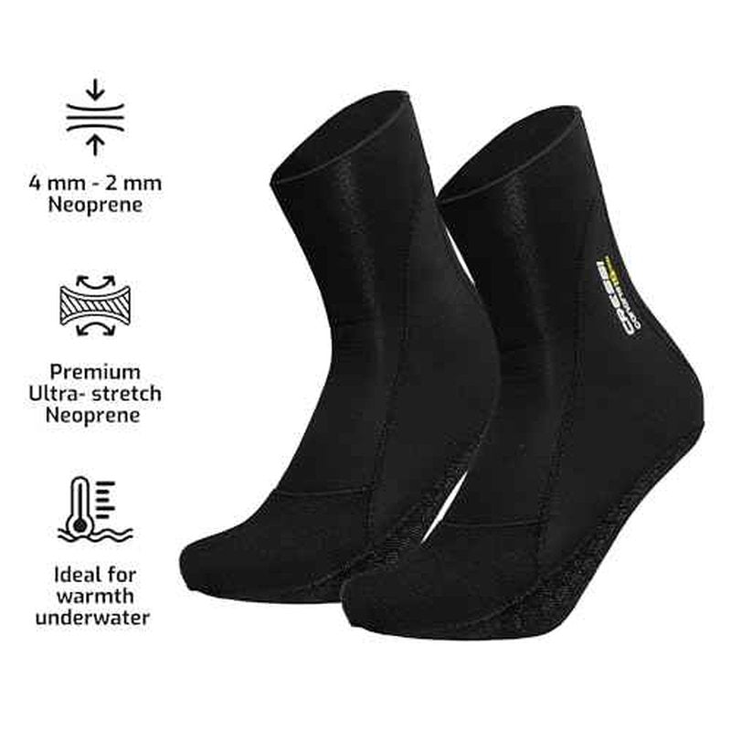 Cressi Neoprene Diving Socks- For Warmth and Protection While Scuba Diving or Freediving - Canarie LT - Designed in Italy
