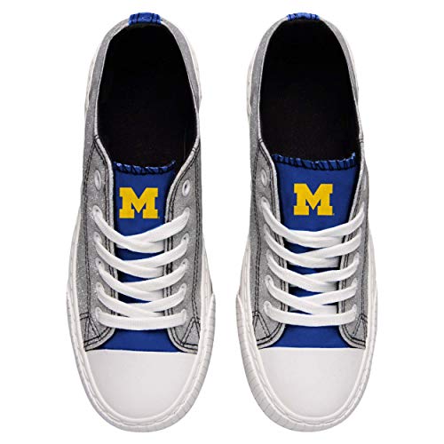 FOCO Michigan Wolverines NCAA Womens Glitter Low Top Canvas Shoes - 7