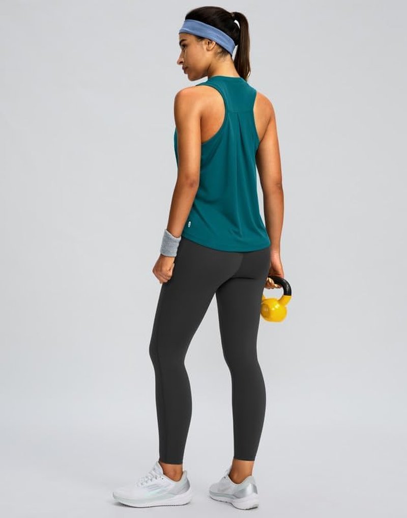Women's Racerback Athletic Tank Tops - Sleeveless Loose Fit Yoga & Running Gym Shirts