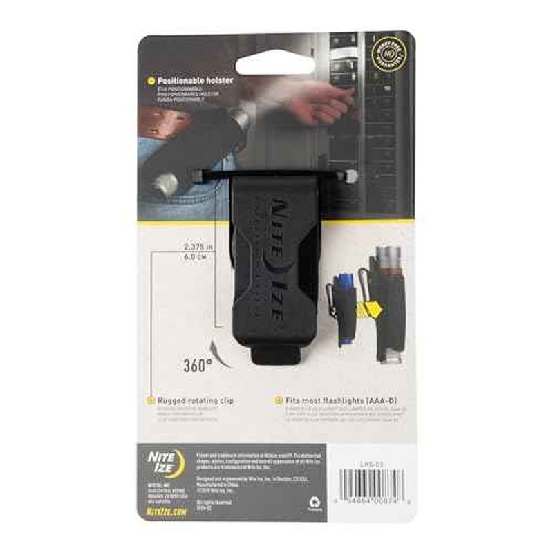 Nite Ize Lite Holster Stretch Flashlight Holster - Belt Clip Flashlight Holder - Soft Hip Clip for Convenient Tactical Flashlight Use - 2 Count (2 Pack)