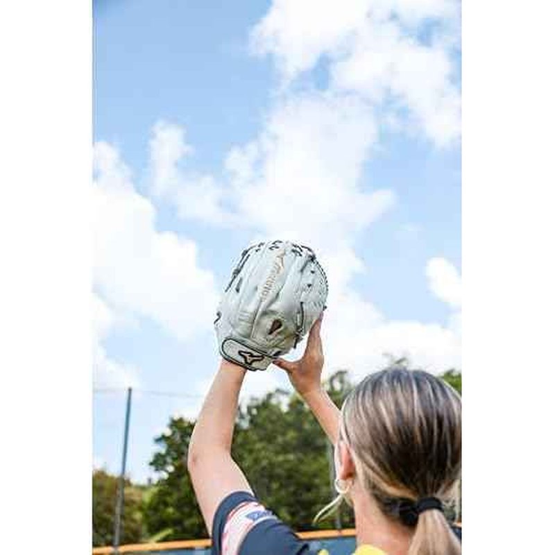 Mizuno GMVP1200PF4W MVP Prime Fastpitch Softball Glove 12", Tartan Web, Left Hand Throw, WHITE-GREY