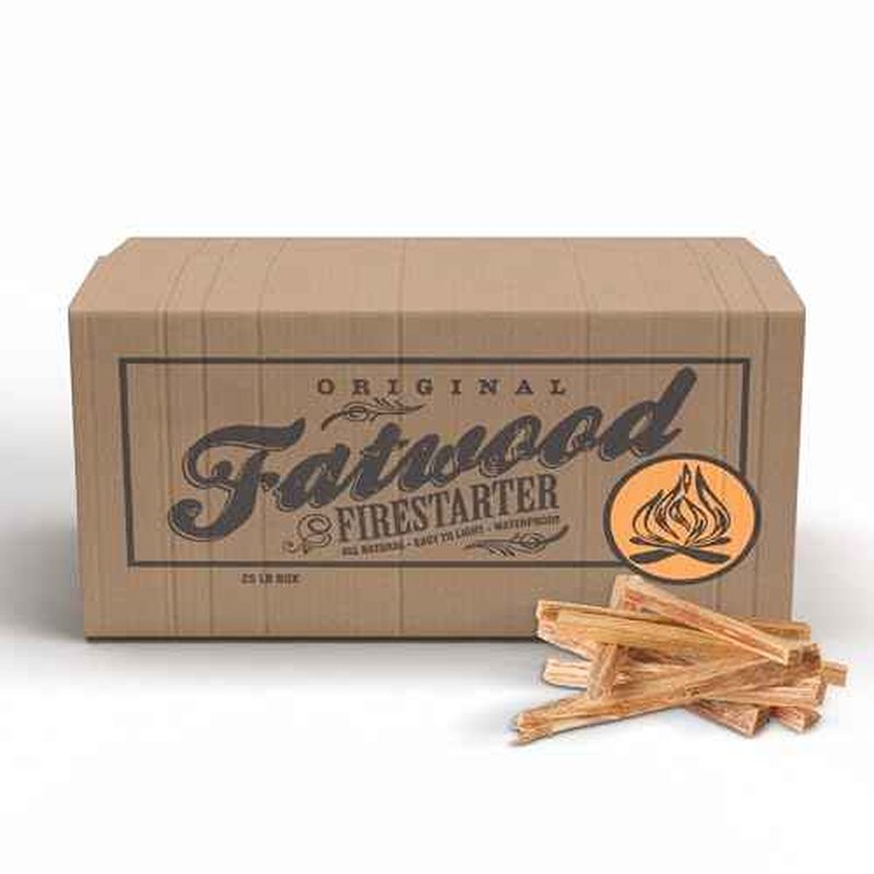 Fatwood Fire Starter Sticks 25lb Box - Indoor or Outdoor 100% All Natural Pine Fire Starters for Campfires, Fireplace, Firepit, Wood Stove, or BBQ Grill - Kindling Wood Firewood Lighter by Pure Garden