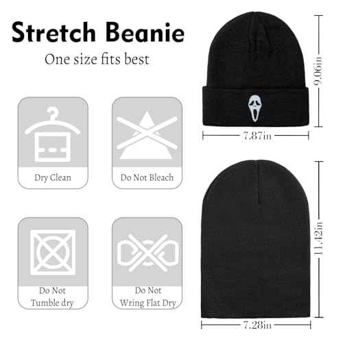 Cool Beanies Embroidered Knit Hats Beanie Fall Winter Black Graphic Knit Hat Cap for Women Men