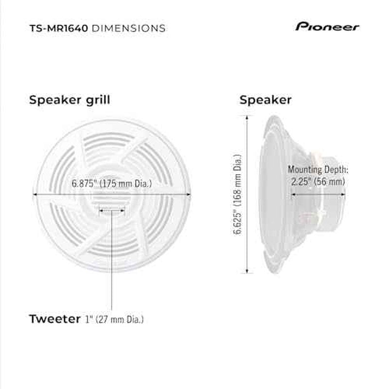 Pioneer Mobile TS-MR1640 6.5-Inch 2-Way Marine Speakers, gold, One Size
