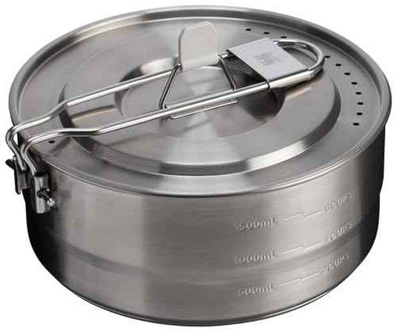 Stanley Wildfare Pro 5-Piece Stainless Steel Saucepan Cook Set | 2 qt Saucepan with Fold & Lock Handle | Cutting Board and Spoon | Camping Essentials for Your Camp Kitchen | BPA-Free