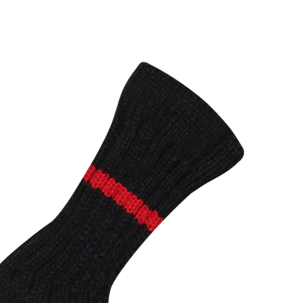 Scott Edward Black Red White Warning Iron Covers,Set of 10 PCS, Adorable and Basically Socks Shape,Washable & Durable Golf Club Head Protector (Black Red White Warning Stripes)