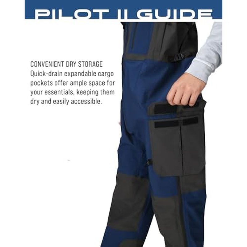 FROGG TOGGS Men's Pilot II Guide Waterproof Breathable Rain Bib, Dust Blue/Slate, Medium