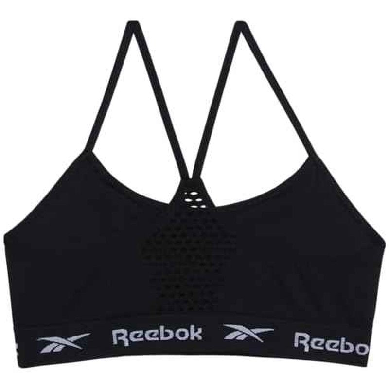 Reebok Girls Training Bra - 2 Pack Racerback Crop Cami Bralette with Removable Pads - Soft Seamless Bras for Teens (6-16)