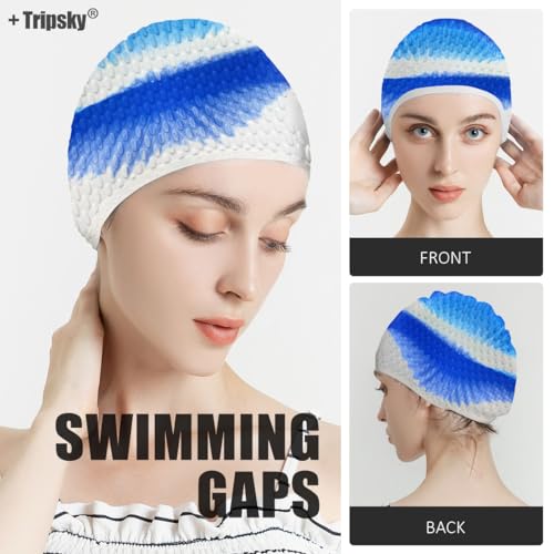 Tripsky Silicone Swim Cap,Comfortable Bathing Cap Ideal for Curly Short Medium Long Hair, Swimming Cap for Women and Men, Shower Caps Keep Hairstyle Unchanged¡¦