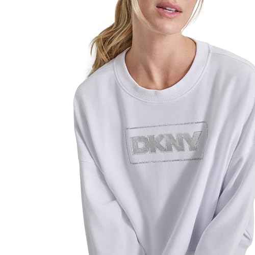 DKNY womens Foil Rhinestone Logo Crewneck Sweatshirt