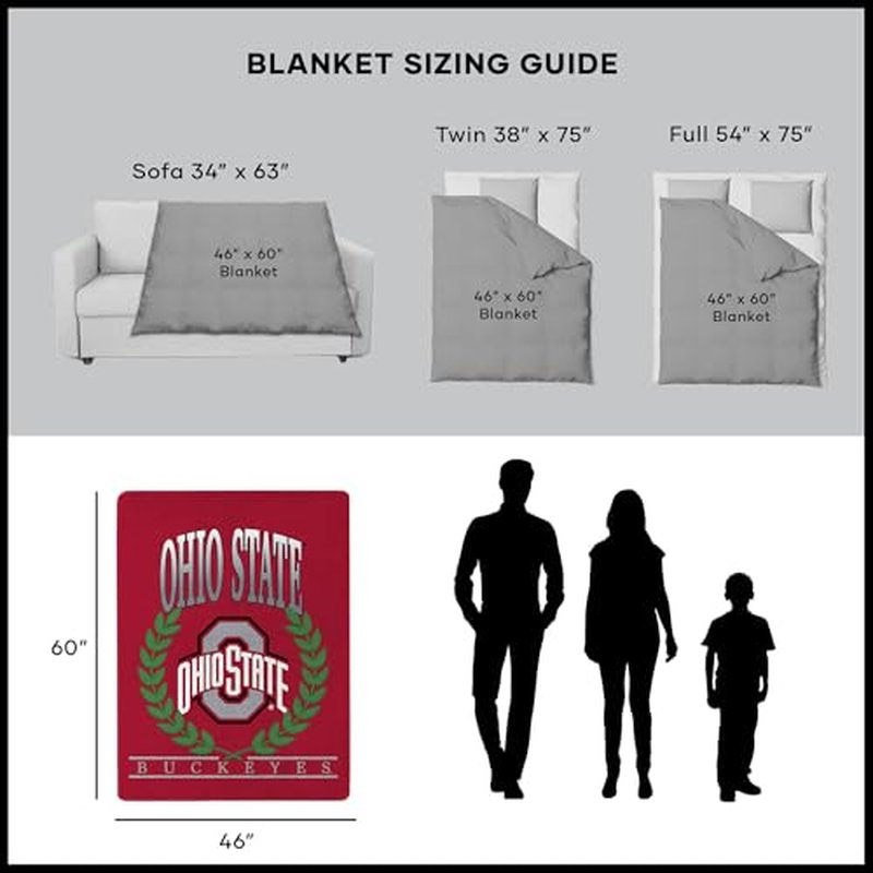 Northwest NCAA Ohio State Buckeyes Silk Touch Throw Blanket - Official NCAA Licensed, Ultra-Soft Fleece | Cozy Game Day Essential for Fans, Unisex Gift, 46" x 60"