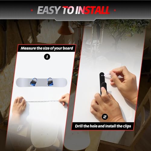 Snowboard Wall Mount Clips, Neoprene Diving Materia Buffer Protection,Horizontal Skateboard Wall Mount,Snowboard Display Stand for Room, Garage