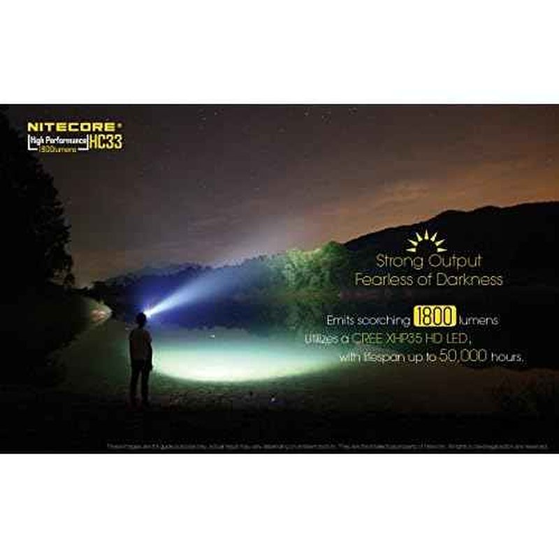 Nitecore HC33 1800 Lumen Versatile L-Shaped LED Headlamp with a 2-Channel USB Smart Charger Set