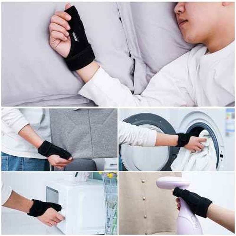 Trigger Thumb Splint- Adjustable Thumb Spica Support Stabilizer Brace for Pain, Sprains, Arthritis, Tendonitis, Breathable and Easy Application.(Right & Left Hand) (Black)