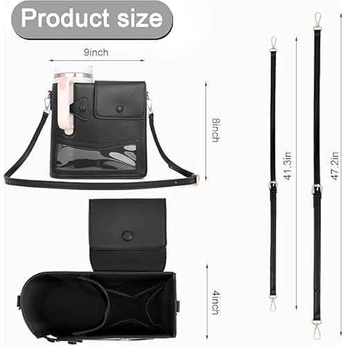 Stanley Cup Purse, Crossbody Bag with Water Bottle Holder, Adjustable Women Shoulder Strap for Stanley Cup Tumbler 40 oz