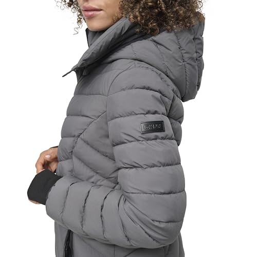 DKNY womens Bib-front Light-weight Puffer