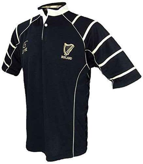 Ireland Black Irish Harp Breathable Rugby Shirt (Large)