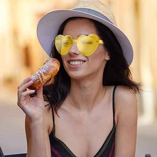Maxdot Heart Shape Sunglasses Rimless Transparent Heart Glasses Colorful Party Favors