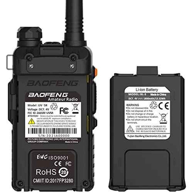 Baofeng UV-5R Dual Band Two Way Radio Handheld Ham Radio Long Range Walkie Talkies Pack of 6 for Hiking Camping Hunting Skiing Trip(Black)