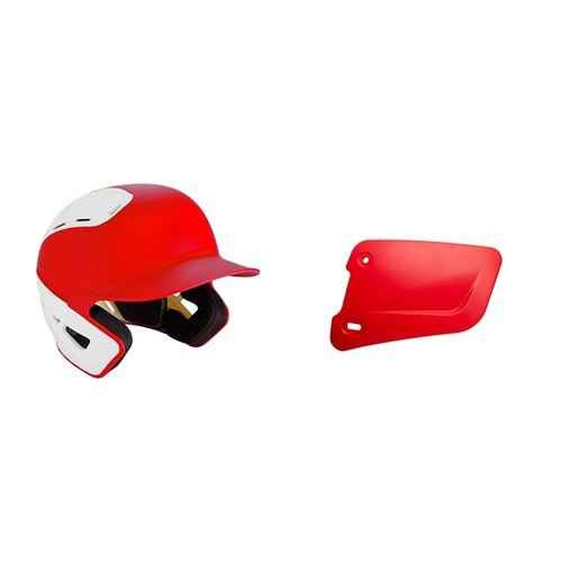 Bundle of Mizuno B6 Youth Baseball Batting Helmet, RED-WHITE, Youth OSFM + Mizuno Batters Face Protector, Red, Left Hand Batter