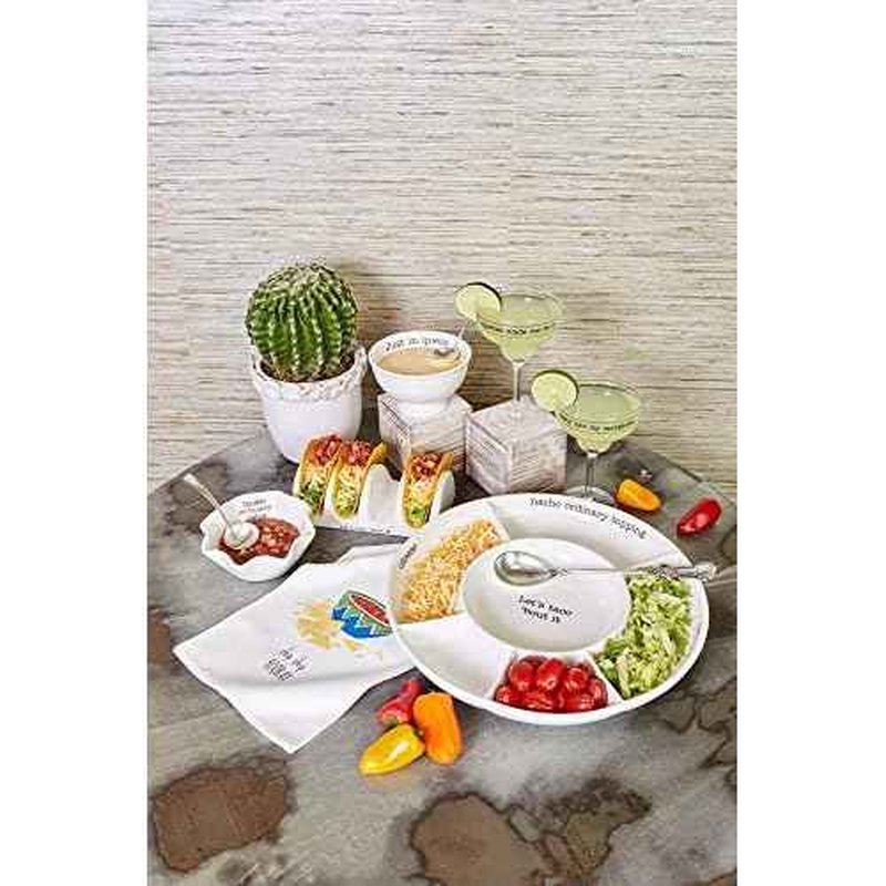 Mud Pie Taco bar Condiment Serving Platter, White
