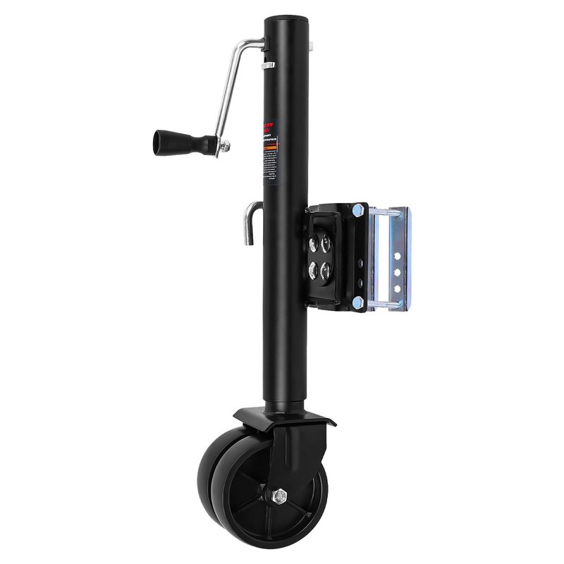 2000 lbs Trailer Jack with Wheel, with Bolt-on Mounting Hardware, 12 Inch Lift, Capacity Swivel Boat Trailer Jack with Dual Wheel 6 Inch Swing Back RV Camper