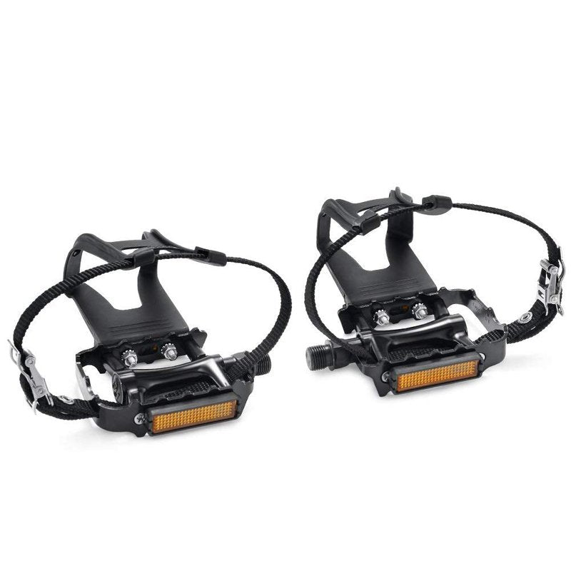 Bike Pedals with Toe Cages and Straps Universal Fit Bicycle Pedals 9/16" Compatible, Non-Slip & Durable Lightweight, Fits Most Adult Bikes & MTB Bicycles