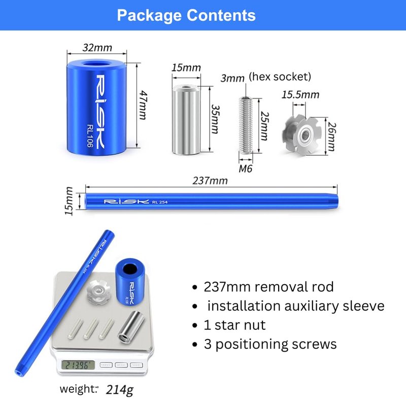 COONIUM Professional Bicycle Star Nut Installation & Removal Tool Set - Bike Headset Star Fangled Nut Setting Tool for Steel Fork Steerer Tubes