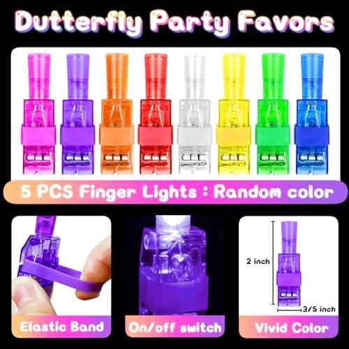 30PCS Butterfly Finger Lights Light Up Butterfly Theme Party Supplies for Birthday Goodie Bags Stuffers Butterfly Themed Party Decorations