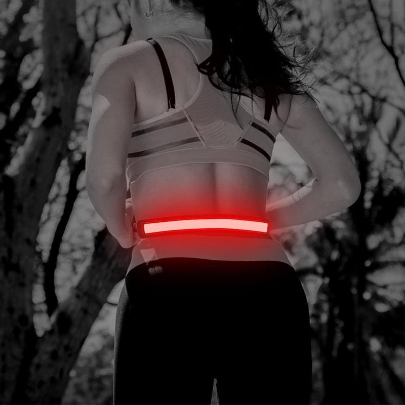 Illumifun LED Running Belt, Light Up LED Waist Belt, High Visibility Gear for Running Walking Cycling Camping (Red)