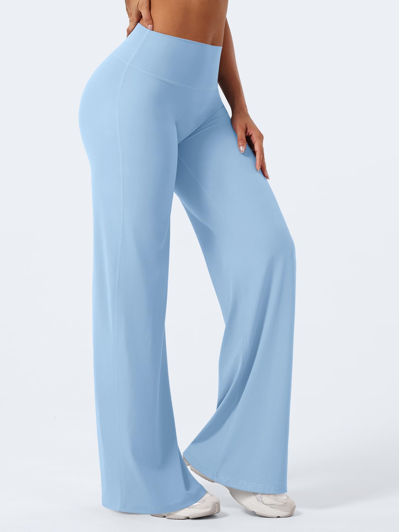 YEOREO Workout Womens Straight Leggings 33" Eddiy Yoga Pants Airy Blue XL