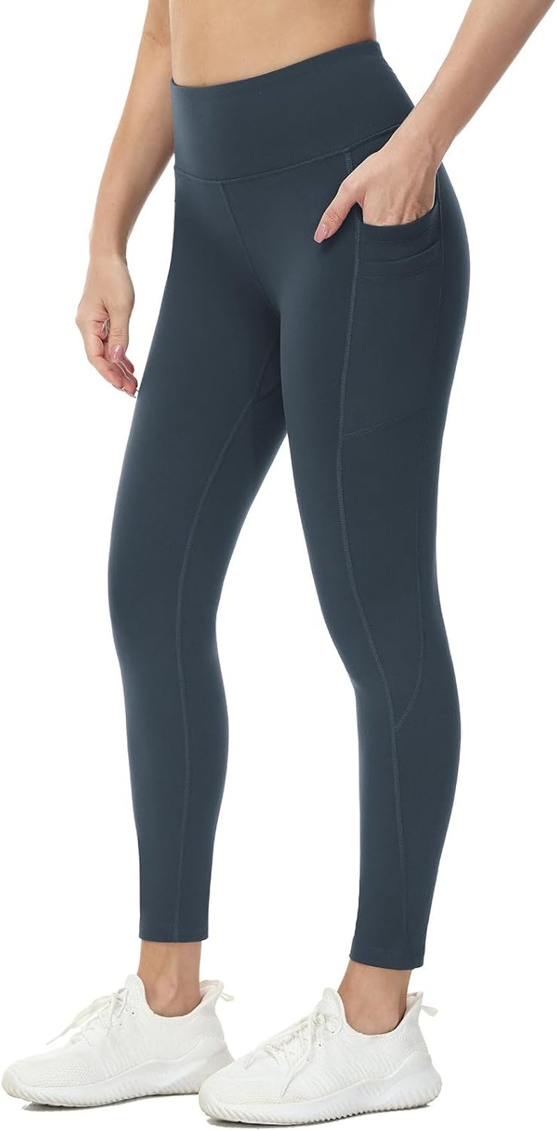 Baleaf Women's Fleece Lined Leggings - Water Resistant Thermal Tights with Pockets for Winter Running | High Waisted