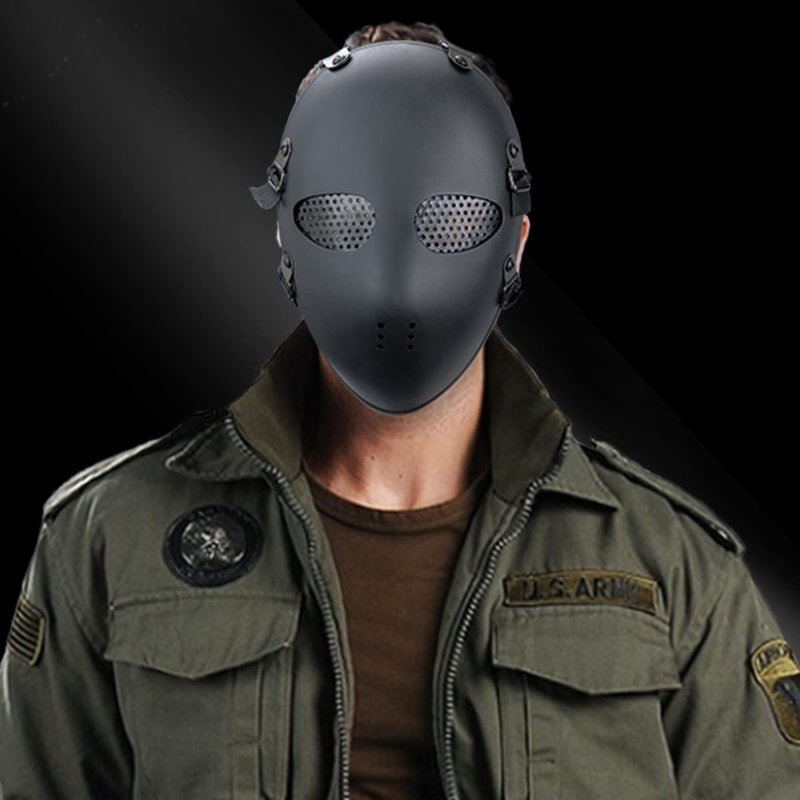 NECHARI Killer Mesh Tactical Military Mask Airsoft Mask for Halloween Paintball Game Movie Props Party (BLACK)