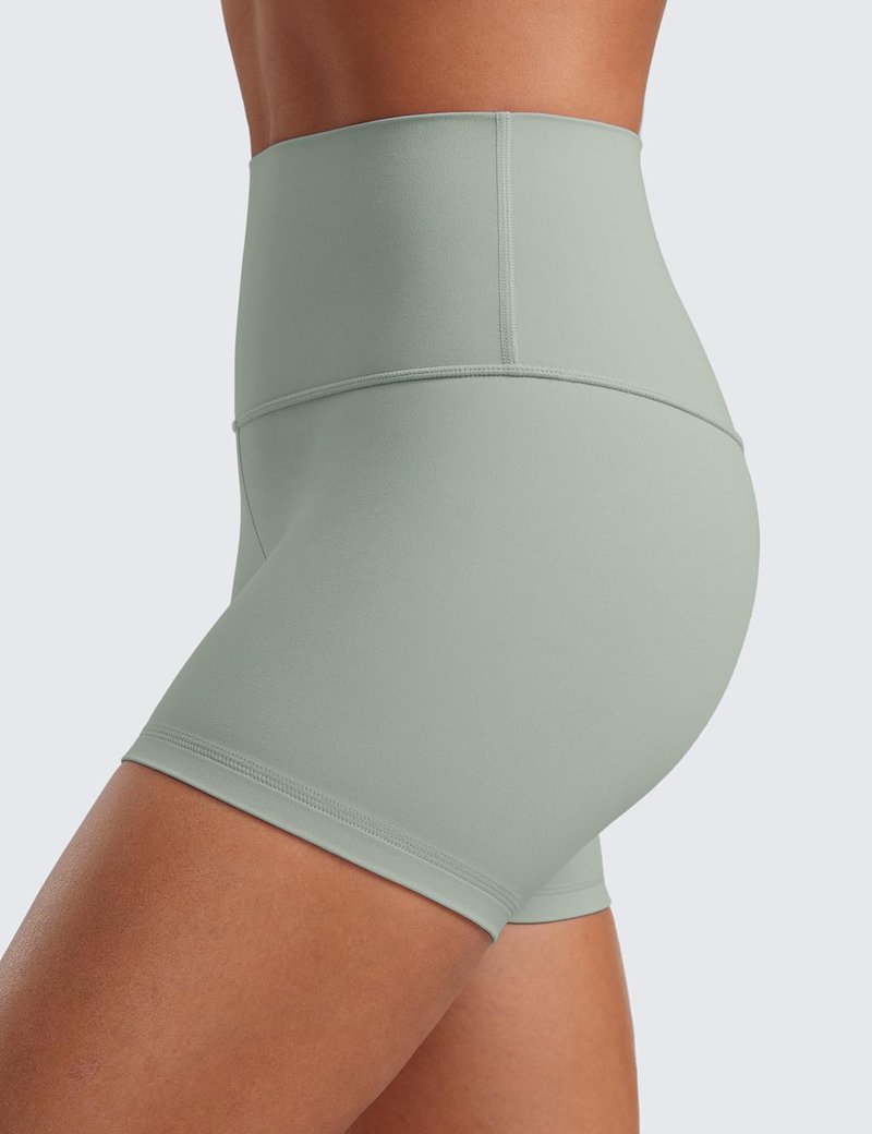 CRZ YOGA Butterluxe Biker Shorts 4'' - High Waisted Booty Workout Volleyball Yoga Womens Spandex Green Palm Court Medium
