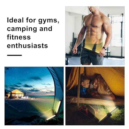 Gym Lamp for Posing, Portable Magnetic LED Bodybuilding Lamp 180 Degree Folding Work Magnet Light Flashlight with Hang Hook 7-Level Dimming and 4 Light Modes for Fitness