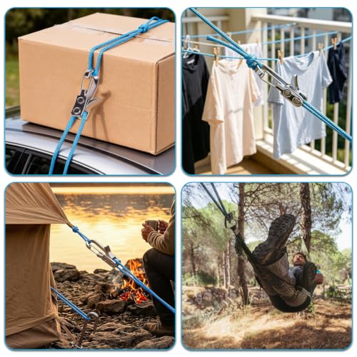 K-Gor 6 Pack Rope Tensioners for Camping Tent Guy Lines, Knot-Free Adjustable Buckles