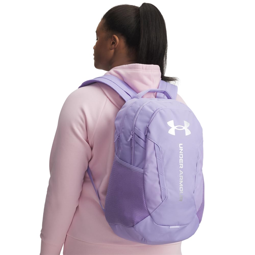 Under Armour Unisex Hustle 6.0 Backpack, (538) Transparent/Transparent/Metallic Silver, One Size Fits Most