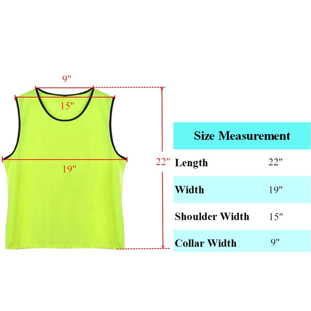 DreamHigh DH Soccer Sports Team Practice Pinnies Training Mesh Vests Youth -12 pcs Pack- Neon Green