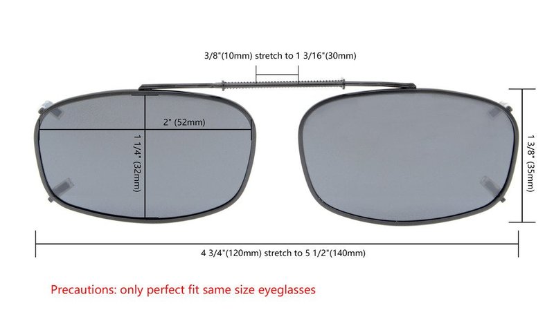 Eyekepper Metal Frame Rim Polarized Lens Clip On Sunglasses 2 1/8" x1 3/8" Brown Lens