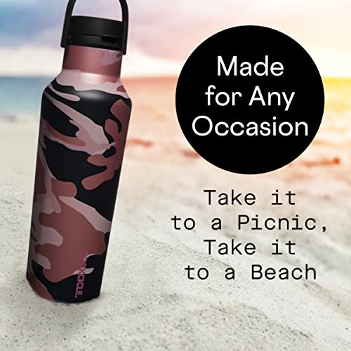 Corkcicle Insulated Canteen Travel Water Bottle, Triple Insulated Stainless Steel, Easy Grip Straw Mouth, Keeps Beverages Cold for 25 Hours or Warm for 12 Hours, 20oz, Rose Camo
