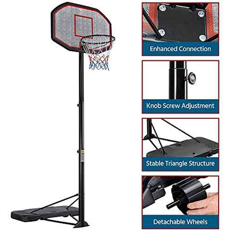 Yaheetech Basketball Hoop Outdoor for Adults Portable Basketball Goal Court 9-12ft Height Adjustable with 43 inch Backboard