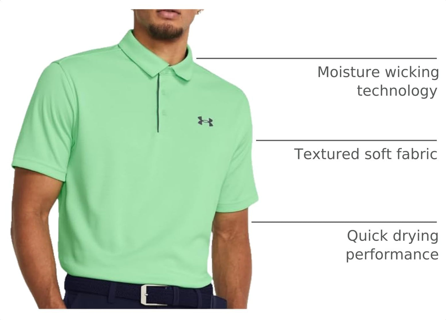 Under Armour Men's Tech Golf Polo, (350) Matrix Green / / Pitch Gray, Large