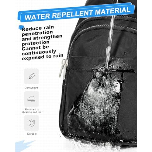 Small Black Sling Crossbody Bag for Men Women, Shoulder Daypack Mini Anti-Theft Cross Body Motorcycle Chest Bags, Small One Strap Fanny Back Pack for Casual Travel Hiking Sport Gym