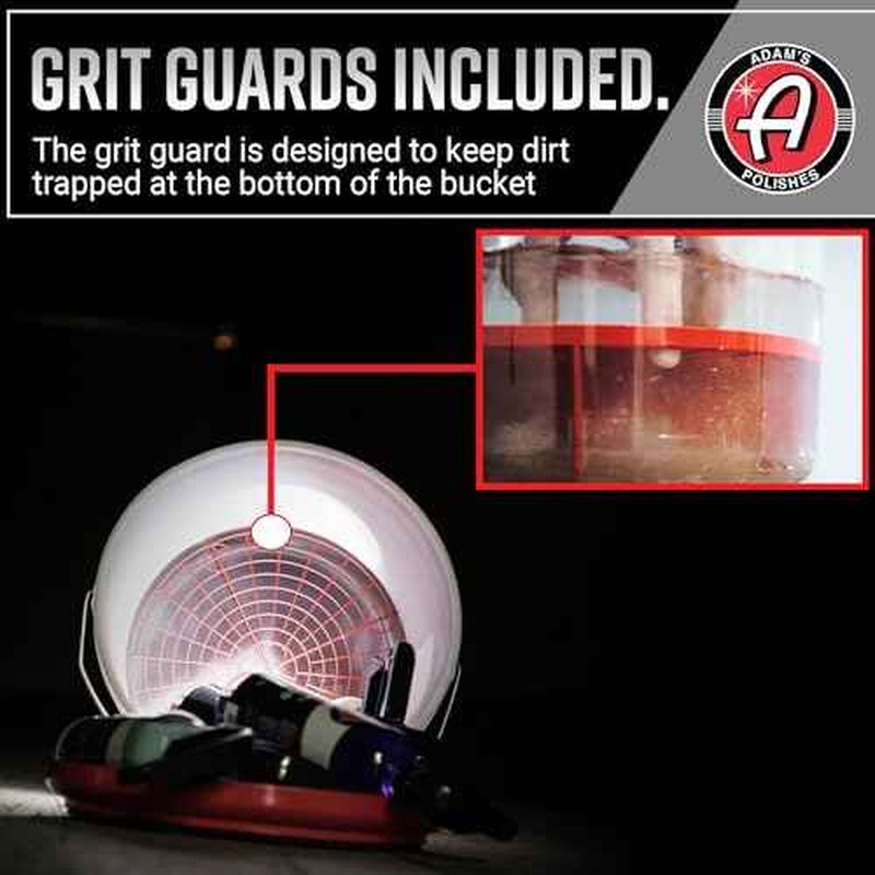 Adam's Polishes Car Wash Bucket (5 Gallon Bucket + Grit Guard + Gamma Seal Lid), Perfect Car Tool for Washing & Garage Storage, Stores Car Wash Soap, Foam Cannon, Foam Gun, Microfiber Towels & More