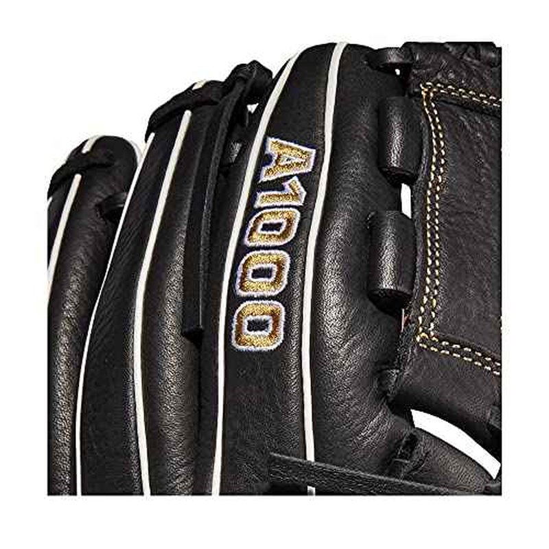 Wilson 2022 A1000 P12 12" Fastpitch Pitcher's Glove - Left Hand Throw, Black/Metallic Gold/White
