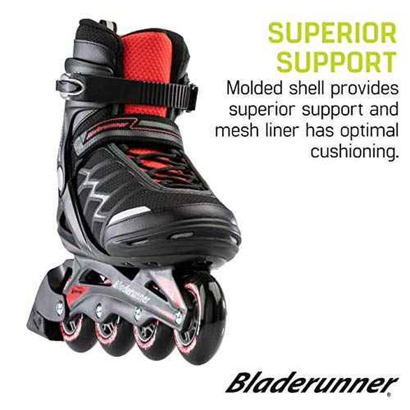 Bladerunner by Rollerblade Advantage Pro XT Men's Adult Fitness Inline Skate, Black and Red, Inline Skates, 11