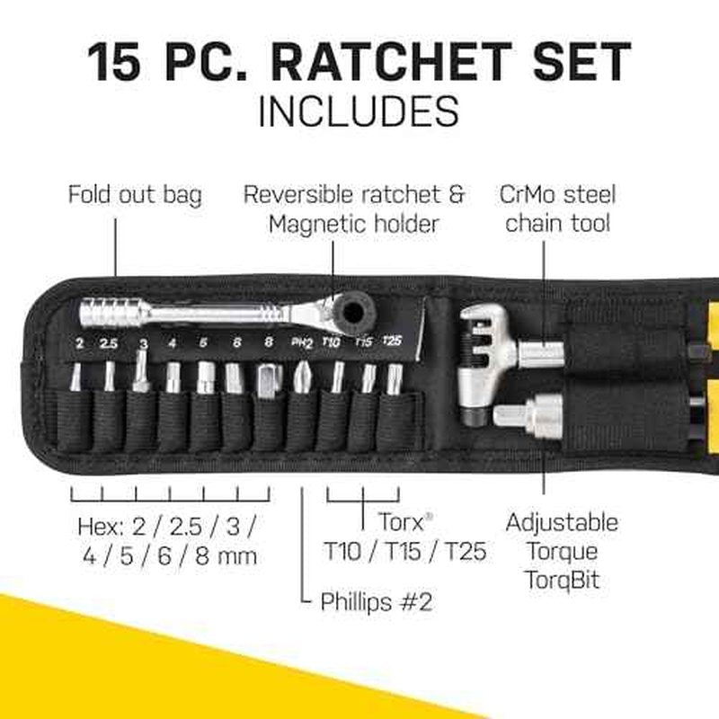 Topeak Ratchet Rocket Lite NTX+ Bike Repair Tool Kit ? 19 Function Compact Multitool with Adjustable Torque TorqBit (2?6 Nm), Allen & Torx Bits, Phillips Driver, Chain Tool, Magnetic Bit Holder & Case