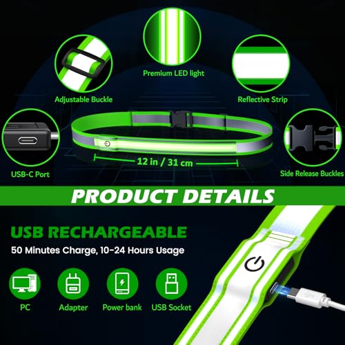 Reflective Sash Gear for Walking at Night,Flashing LED Reflective Belt Safety Lights for Walkers Night Dog Walking Biking Running,High Visibility Rechargeable with Wear 2 Ways for Men Women