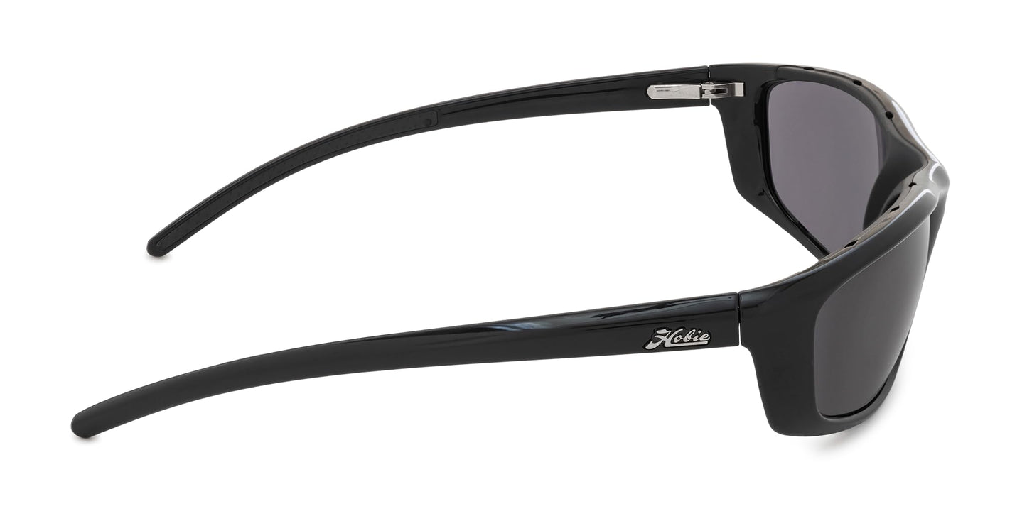Hobie - Cabo Sport Polarized Sunglasses - Outdoor Sunglasses with HydroClean Lenses for Men and Women - Grey Lenses/Shiny Black Frame