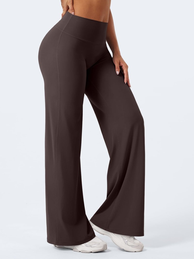 YEOREO Workout Leggings Womens No Front Seam Straight Leggings 31.5" High Waist Buttery Eddiy Gym Yoga Pants Dark Brown S